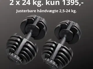 2 x 24 kg. Justerbare Håndvægte - Helt nye