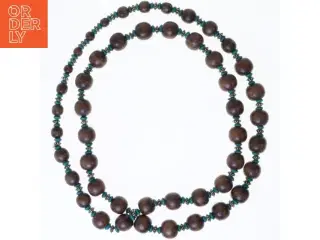 Lang halskæde med træperler (str. 120 cm)