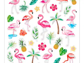 Stickers, flamingo, ark 15x16,5 cm, 1 ark