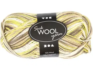 Superwash Strømpegarn 200m - Grøn/Gul 50g