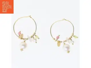 Øreringe med perler og sten (str. Ø 2 cm)