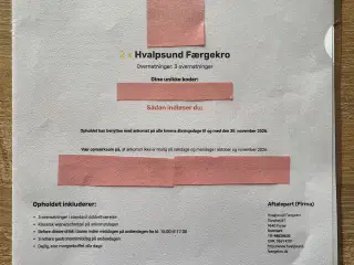 Hvalpsund Færgekro Ophold Gavebevis