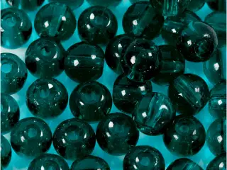 Glasperler, diam. 4 mm, hulstr. 1 mm, grøn, 45stk./ 1 pk.