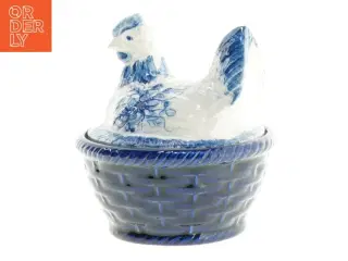 Dekorativ porcelæns høne krukke med låg (str. 12 x 12 cm)