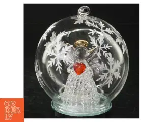 Glaskugle med julemotiv (str. 11 cm i diameter)