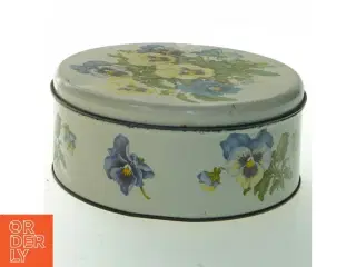 Rund Vintage IRA metal dåse med blomstermotiv fra Ira (str. Ø 19 cm)