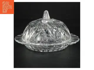 Krystal glas smørfad med låg (str. 18,5x15x10 cm)