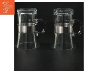 Glas espressokopper med metalholdere