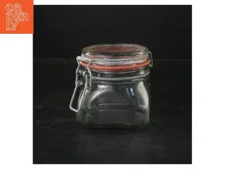 Kvadratisk opbevaringsglas med tætsluttende låg (str. 9,5 cm)