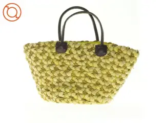 Gul flettet strandtaske (str. 55 x 52 x 21 cm)
