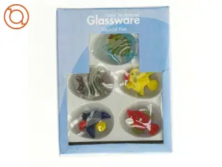 5 STK. Håndlavede Glas fisk (str. 17 x 13 cm)
