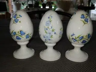 3 Smukke Porcelæns Æg fra Staffordshire