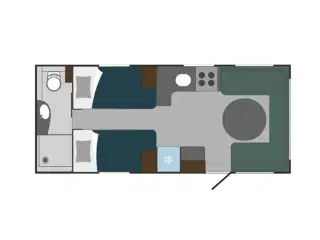2026 - Polar Blueline 590 BS    Polar med enklesenge og stort toiletrum fra Hinshøj Caravan
