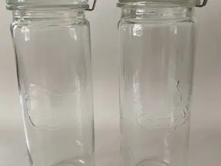 2 stk. 1L højt/smalt Sylteglas / Henkogningsglas 
