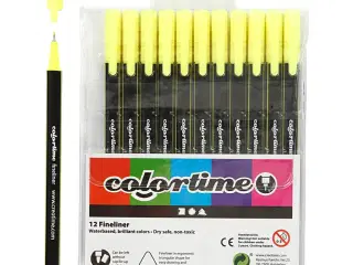 Colortime Fineliner Tusch, streg 0,6-0,7 mm, gul, 12stk./ 1 pk.