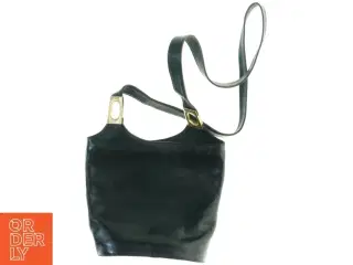 Sort læderhåndtaske (str. 25 x 23 cm)