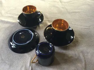 Sjældent mokka-kaffestel 12 kopper/underkopper