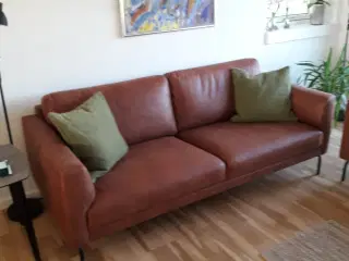 Lædersofa, 3 pers i kentucky cognac