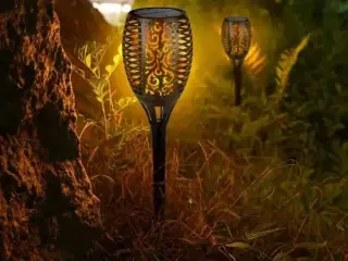 10 stk. solcellehavefakkel med flammeeffekt sort 48 cm(ubrugt)