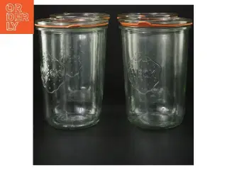 4 Weck glasbeholdere med låg fra Weck (str. Ø 10x15 cm)