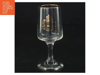 Glas med guldkant og våbenskjold dekoration (str. 11 x 4 komma 5 cm)