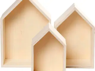 Bogkasser, huse, H: 20,3+25,3+31 cm, D: 10 cm, B: 13+16,2+20 cm, 3stk./ 1 sæt