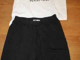 Nattøj, Sorte shorts og t-shirt, H&M str. 146/152