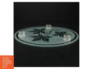 Glas lagkagefad med blade design (str. Ø. 30 cm)