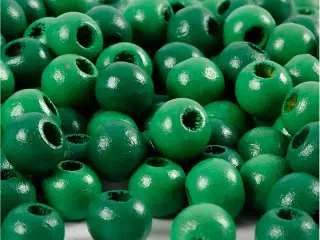 Grønne træperler 8 mm - 15 g til kreative projekter