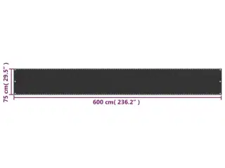 Balkonafskærmning HDPE 75x600 cm antracitgrå
