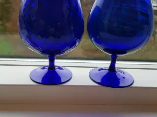 2 stk blå cognac-glas