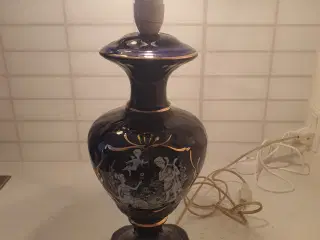Vintage Bordlampe I Blå Porcelæn