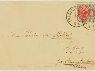 Tofarvede. 8 øre og 12 øre, brev til Slesvig, 1886