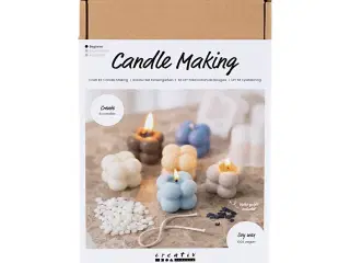DIY Kit Lysstøbning, Bubble soyalys, varm beige, lys blå, creme, 1 pk.