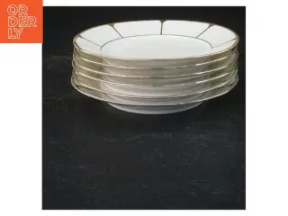 Porcelæn desserttallerkener med guldkant (str. Ø 16 cm)