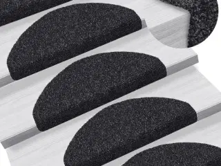 Trappemåtter selvklæbende 15 stk. 65x21x4 cm sorte halvrunde store