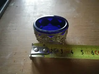 3 Saltkar blå glas 925 sterlingsølv 1900erne