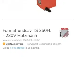 Holzmann format bordrundsav ts 250 fl, 230 v