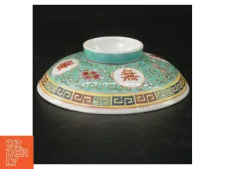 Dekorativ kinesisk porcelænstallerken (str. Ø 11,5 cm)
