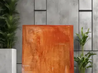 Akrylmaleri i orange toner – Moderne abstrakt kuns