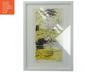 Abstrakt kunstværk i ramme (str. 32x23 cm)