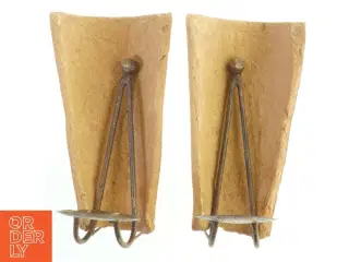 Vintage keramik og metalvæglysestager (str. H. 30 cm)