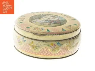 Vintage dekorativ blikdåse (str. Ø 17,5 cm)