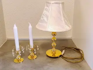 Fin lampe og lysestager belagt med 24 karat guld