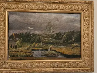 Maleri af tørvemose 32x43cm inkl. ramme