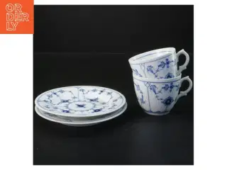 Musselmalet kaffekopsæt med tallerkener (str. Ø 14&10x6,5 cm)