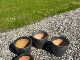 4 stk. Mørke grønne krukker