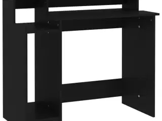 Skrivebord med LED-lys 97x45x90 cm konstrueret træ sort