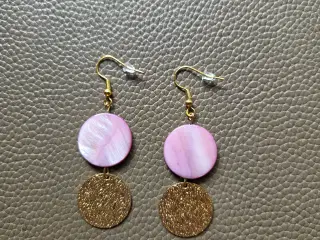 Rosa & guld øreringe