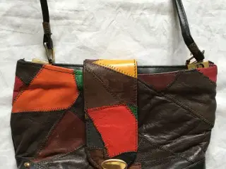 Læder patchwork taske